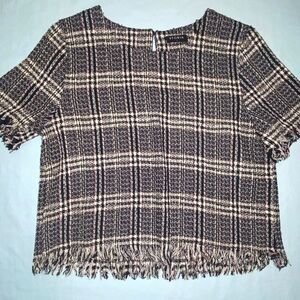 Storia Plaid Fringe Women's Blouse